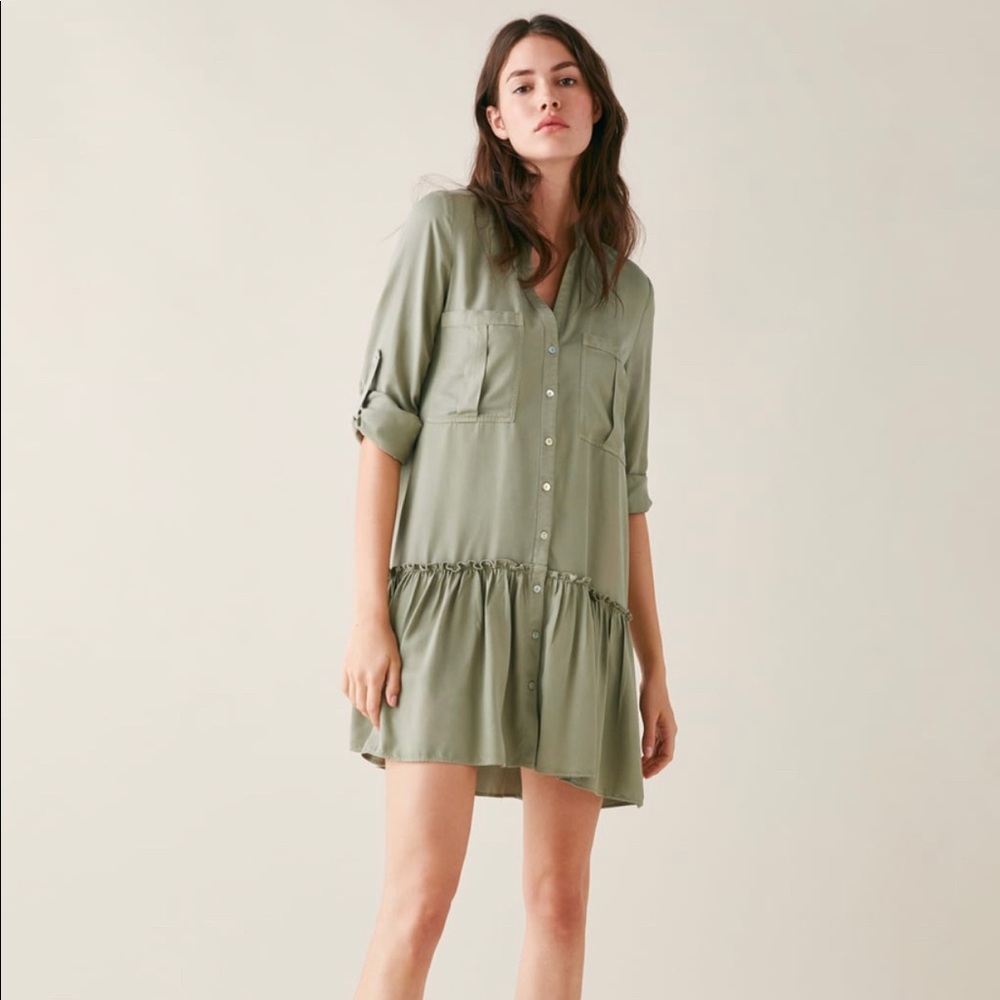 Zara Long Sleeve Utility Drop Waist Dress